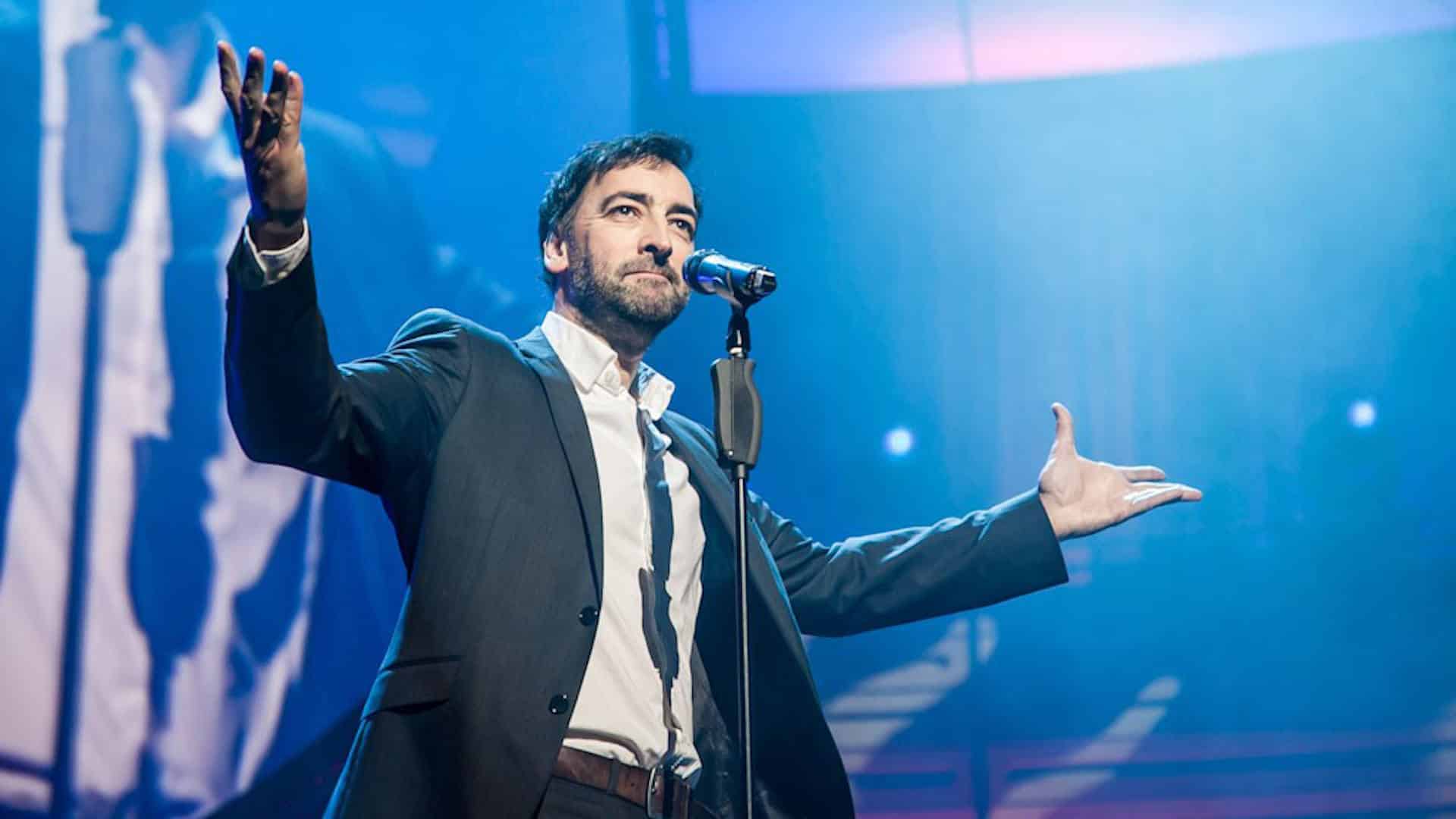 Alistair McGowan on stage during 'The Piano Show'
