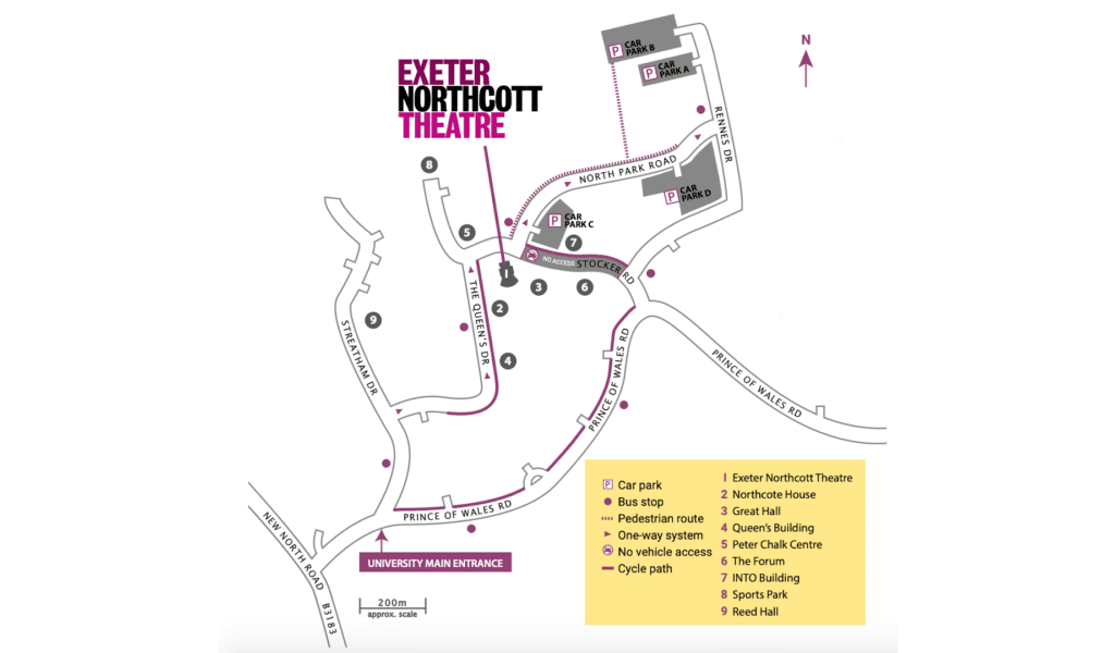 Parking Map for Exeter Northcott Theatre