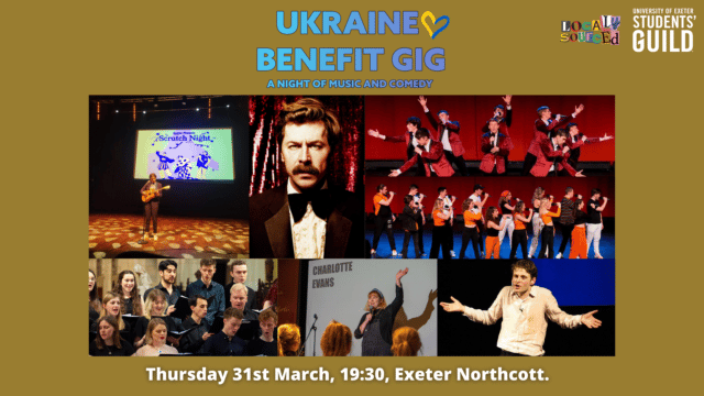 Ukraine benefit gig -a collage of performers showing comedy and music acts