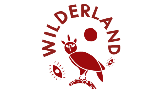 Wilderland promotional artwork - a drawing of a red owl on a white background