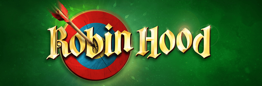 Robin Hood Artwork - Text 'Robin Hood' in front of an archery board with an arrow flying into it